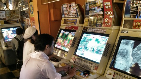 Gamers at an arcade in Shinjuku.